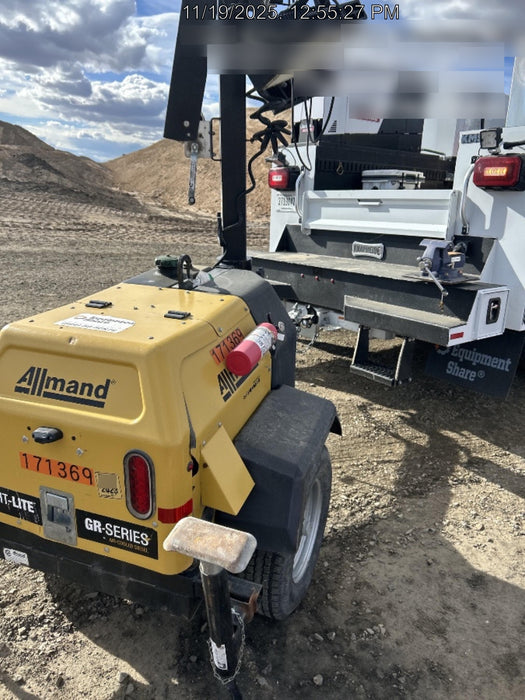 2021 Allmand NLV3GR (4) LED Light Fixture 350W, 23' Vertical Mast, 3kW Prime, Towable, Deep Sea L401, Leveling Jacks, Yanmar T4F 5.8hp