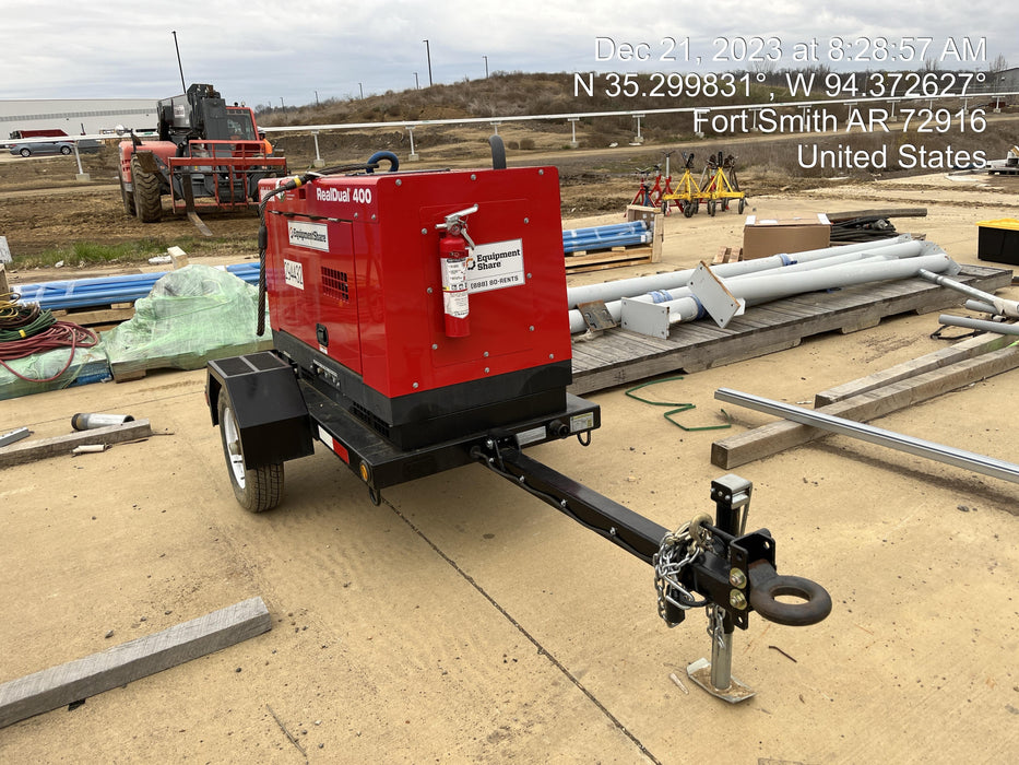 2023 Shindaiwa DGW400MDL Kubota D902 Engine, 23 HP, Dual Op Welder, Wire, Arc, Droop Stick, Tig, and CC Stick Functionality, Simulphase, 3 Phase and 1 Phase Gen Output, Single Axle NB Trlr, Slr Trckl Chrg 12V 12W, Fire Ext