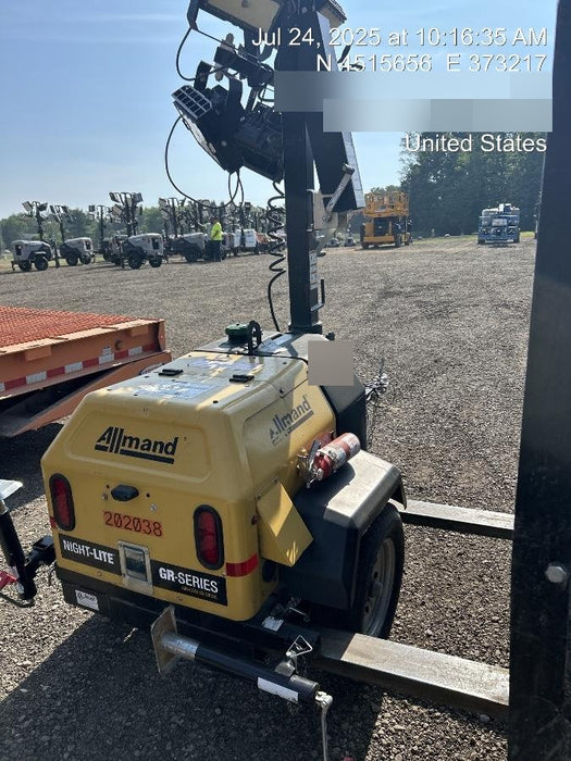 2022 Allmand NLV3GR (4) LED Light Fixture 350W, 23' Vertical Mast, 3kW Prime, Towable, Deep Sea L401, Leveling Jacks, Yanmar T4F 5.8hp