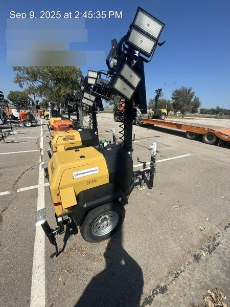 2022 Allmand NLV3GR (4) LED Light Fixture 350W, 23' Vertical Mast, 3kW Prime, Towable, Deep Sea L401, Leveling Jacks, Yanmar T4F 5.8hp