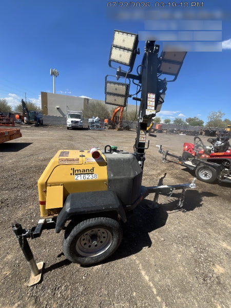 2022 Allmand NLV3GR (4) LED Light Fixture 350W, 23' Vertical Mast, 3kW Prime, Towable, Deep Sea L401, Leveling Jacks, Yanmar T4F 5.8hp
