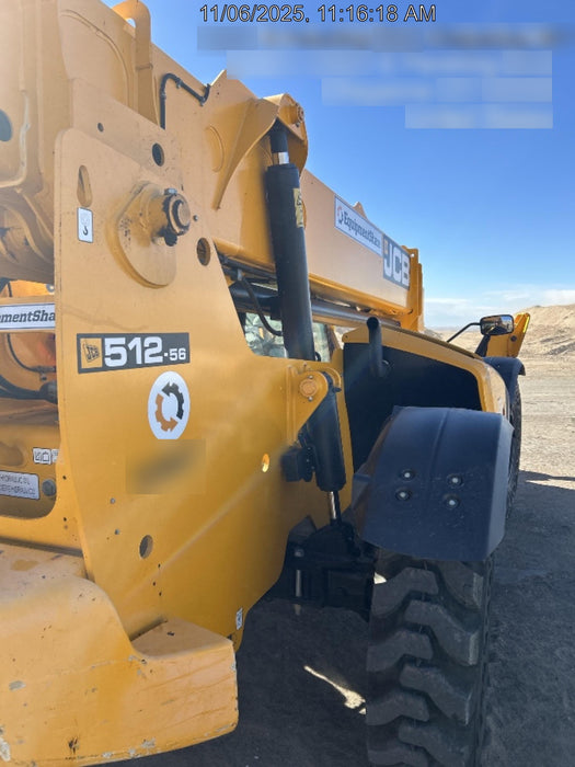 2019 JCB 512-56 Cab/Heat/Air, 109 HP, Solid Tires, STD Worklight, Beacon, Aux Hydraulics, Lifting Eye, Back up Alarm w/66" Carriage/60" Forks