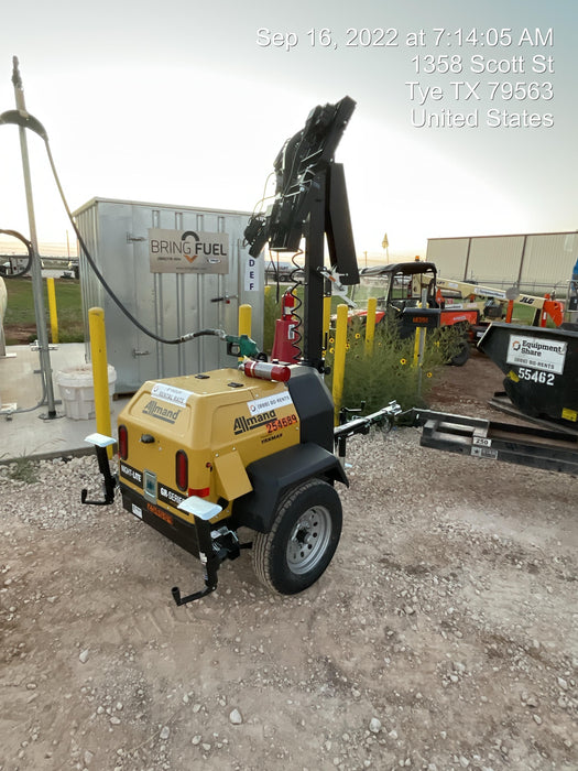 2022 Allmand NLV3GR (4) LED Light Fixture 350W, 23' Vertical Mast, 3kW Prime, Towable, ES Decals, T3