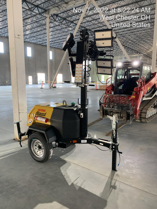 2022 Allmand NLV3GR (4) LED Light Fixture 350W, 23' Vertical Mast, 3kW Prime, Towable, ES Decals, T3