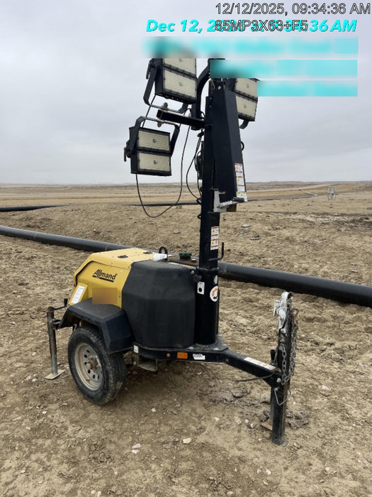 2021 Allmand NLV3GR (4) LED Light Fixture 350W, 23' Vertical Mast, 3kW Prime, Towable, Deep Sea L401, Leveling Jacks, Yanmar T4F 5.8hp