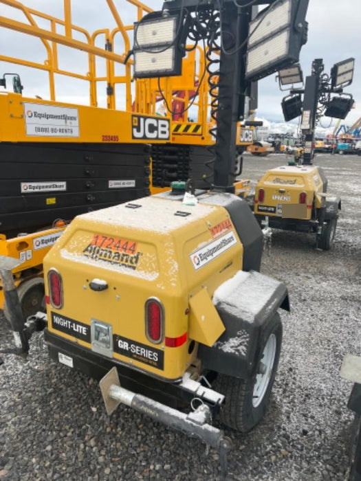 2021 Allmand NLV3GR (4) LED Light Fixture 350W, 23' Vertical Mast, 3kW Prime, Towable, Deep Sea L401, Leveling Jacks, Yanmar T4F 5.8hp