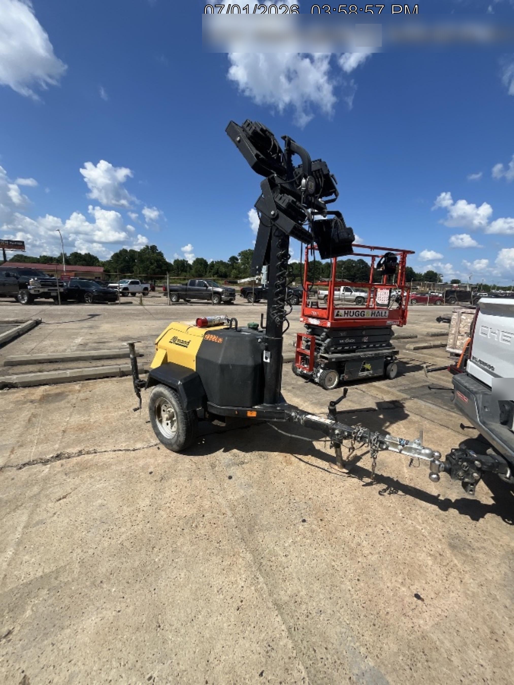 2022 Allmand NLV3GR (4) LED Light Fixture 350W, 23' Vertical Mast, 3kW Prime, Towable, Deep Sea L401, Leveling Jacks, Yanmar T4F 5.8hp