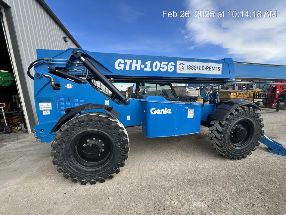 2019 Genie GTH-1056 Cab/Heat/AC, Solid RT Tires, LED Work Lights, Beacon 60" QA Carriage, 60" Forks