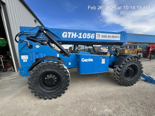 2019 Genie GTH-1056 Cab/Heat/AC, Solid RT Tires, LED Work Lights, Beacon 60" QA Carriage, 60" Forks