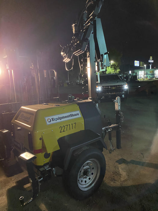 2022 Allmand NLV3GR (4) LED Light Fixture 350W, 23' Vertical Mast, 3kW Prime, Towable, Deep Sea L401, Leveling Jacks, Yanmar T4F 5.8hp