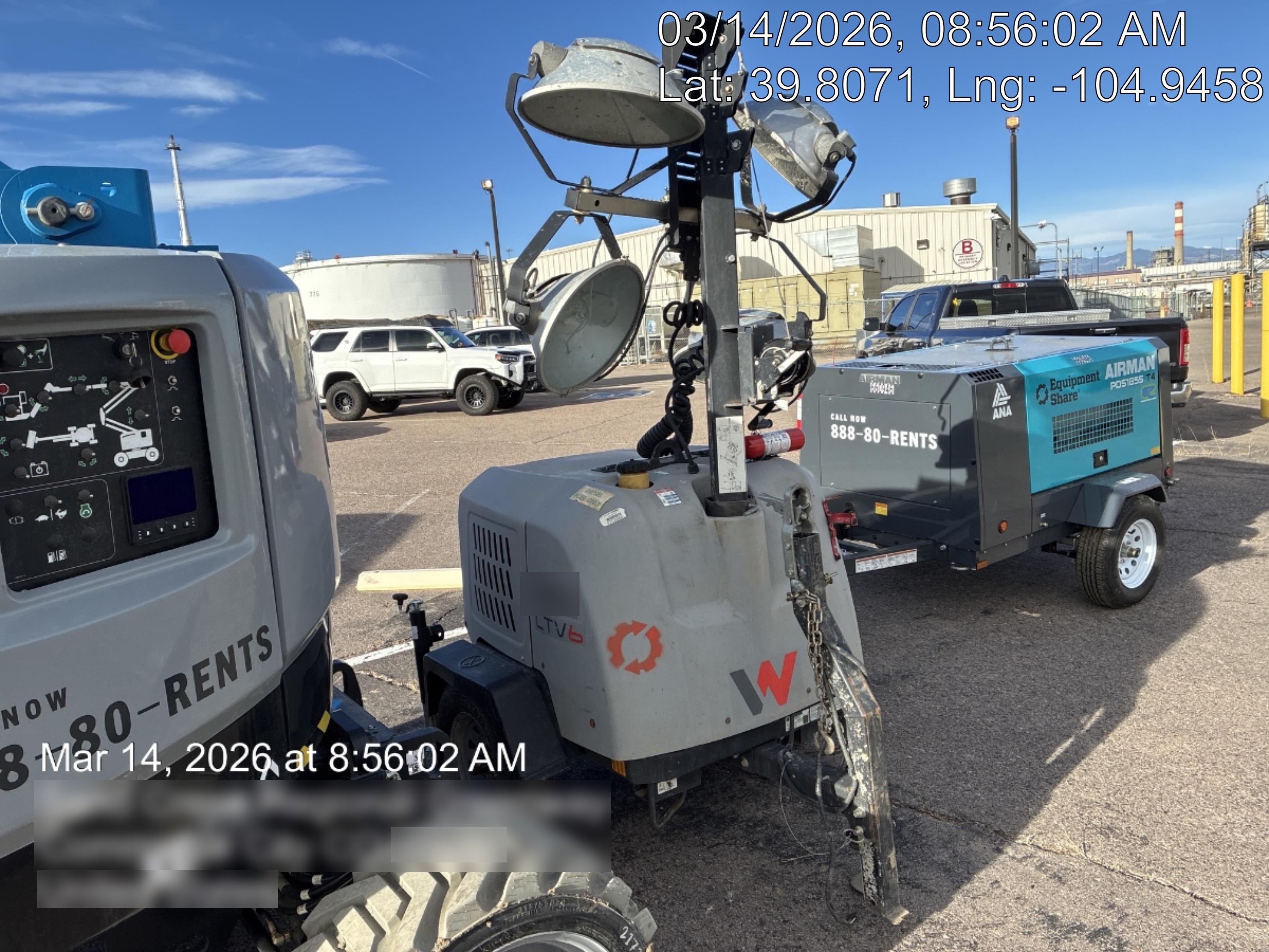 2019 Wacker Neuson LTV6L-MH Mobile Light Tower w/Fuel Level Sensor Installed