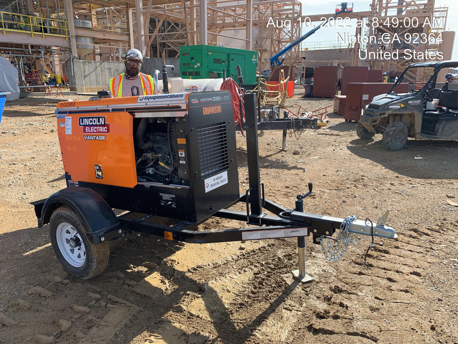 2021 Lincoln Electric Vantage 322 Vantage 322 Ready Pak 3 w/ Decals, ORANGE (includes trailer, cable rack, fender light kit) NO Telematics