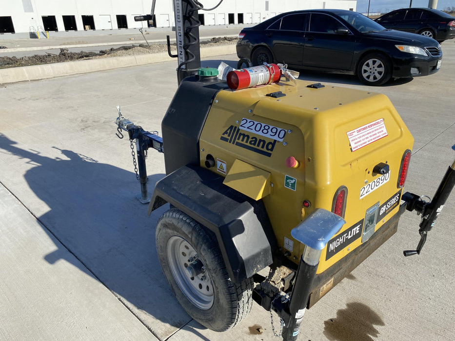 2022 Allmand NLV3GR (4) LED Light Fixture 350W, 23' Vertical Mast, 3kW Prime, Towable, Deep Sea L401, Leveling Jacks, Yanmar T4F 5.8hp