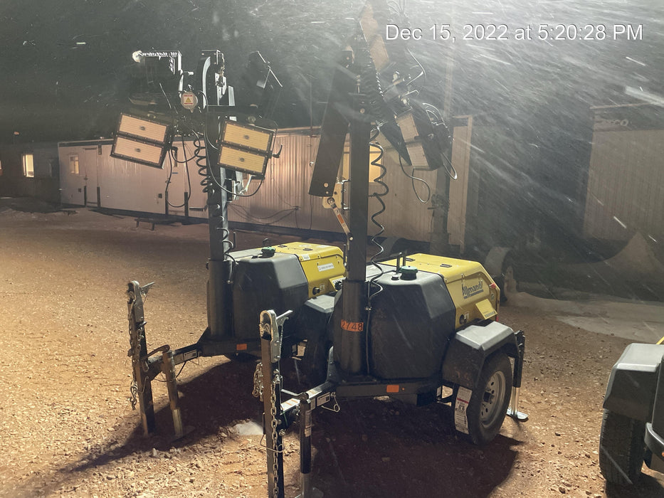 2022 Allmand NLV3GR (4) LED Light Fixture 350W, 23' Vertical Mast, 3kW Prime, Towable, ES Decals, T3