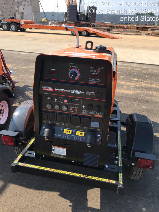 2021 Lincoln Electric Vantage 322 Vantage 322 Ready Pak 3 w/ Decals, ORANGE (includes trailer, cable rack, fender light kit) NO Telematics