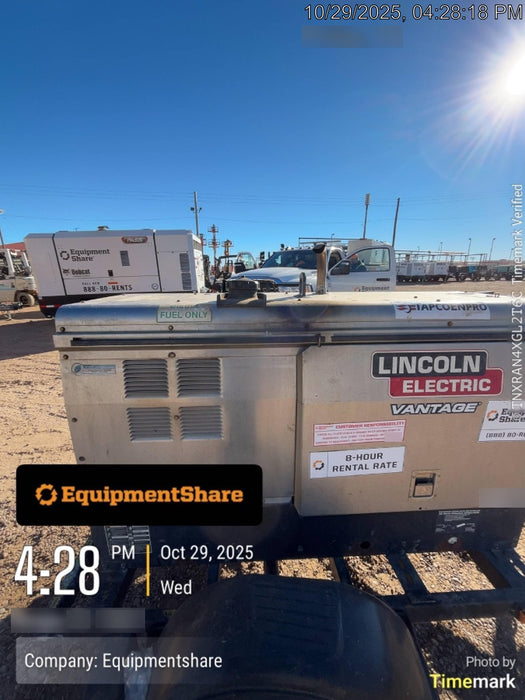 2019 Lincoln Electric Vantage 322 Welder Ready-Pak 3, Two wheel trailer, Fender and Light kit, Cable Rack