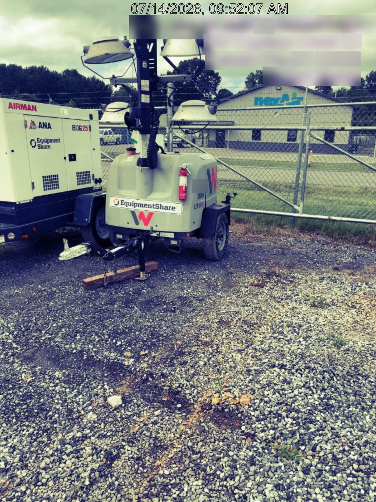 2019 Wacker Neuson LTV6L-MH Mobile Light Tower w/Fuel Level Sensor Installed