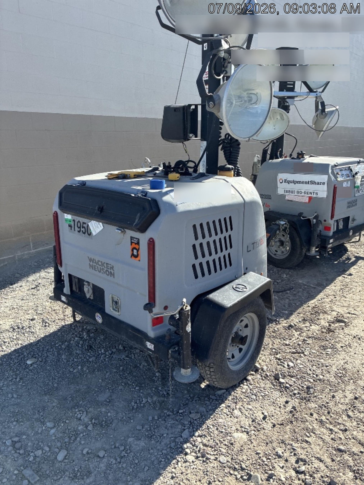 Wacker Neuson LTV6K-MH Power mast, 1100W MH, Fuel Sensors, Wiring Harness