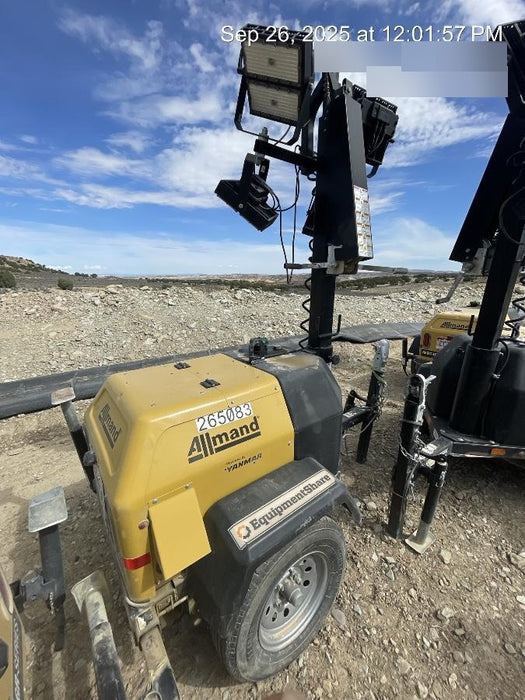 2022 Allmand NLV3GR (4) LED Light Fixture 350W, 23' Vertical Mast, 3kW Prime, Towable, ES Decals, T3