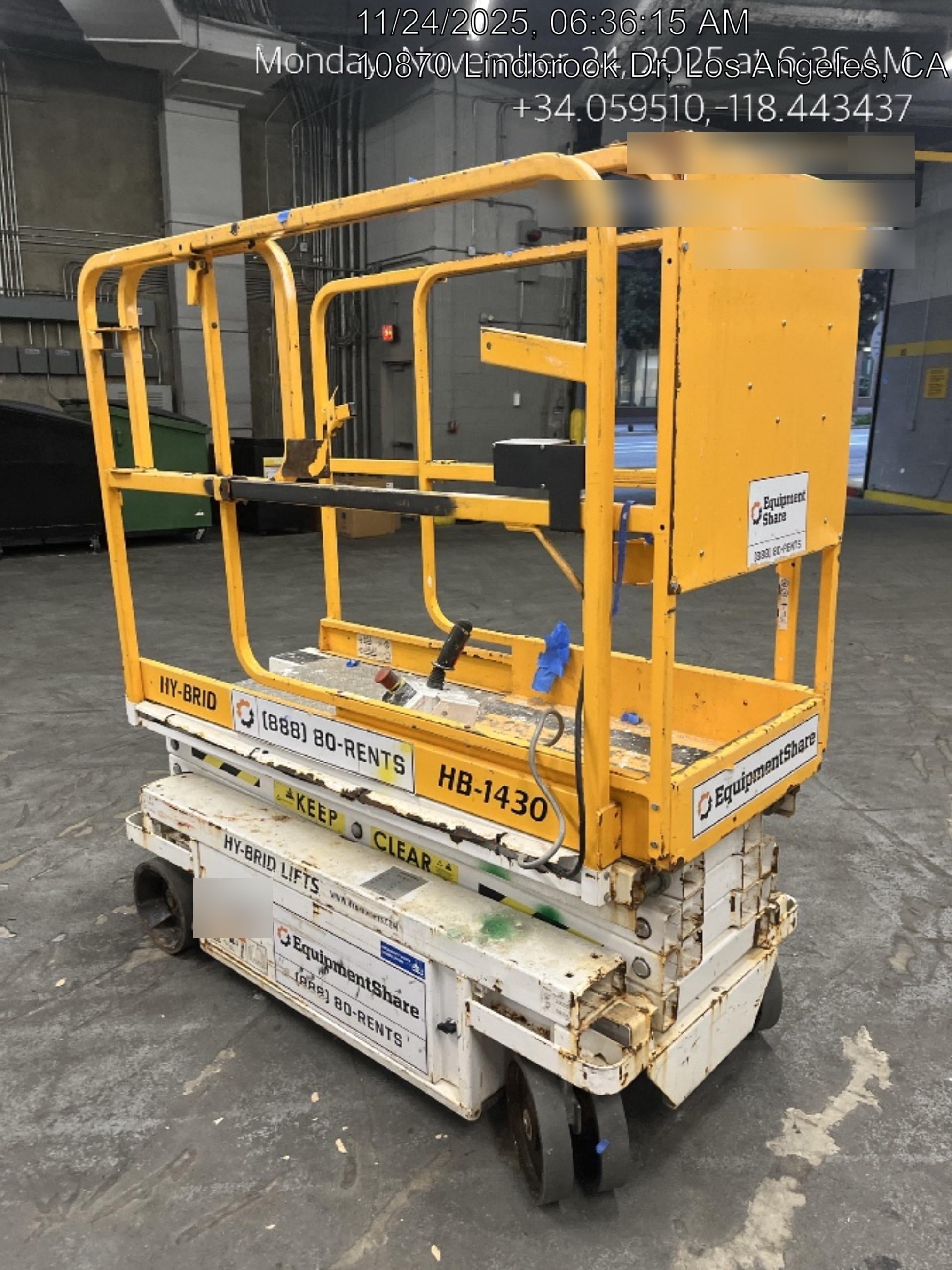 Custom Equipment HB-1430 Hy-Brid Scissor Lift
Platform capacity up to 670 lbs
Working height up to 20 ft
Weighs under 1,700 lbs
Non-marking wheels