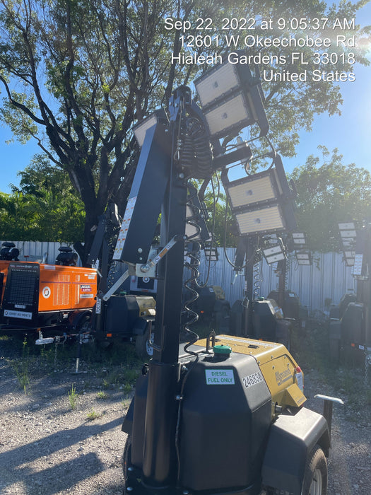 2022 Allmand NLV3GR (4) LED Light Fixture 350W, 23' Vertical Mast, 3kW Prime, Towable, ES Decals, T3
