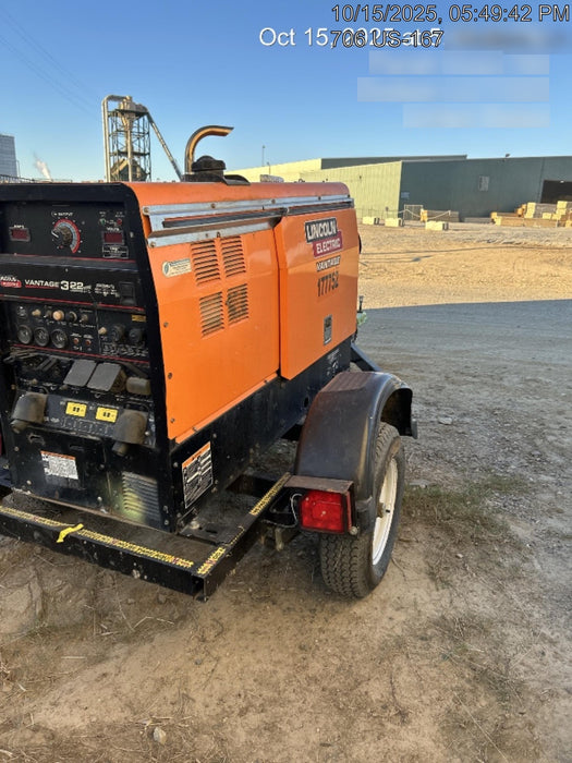 2021 Lincoln Electric Vantage 322 Vantage 322 Ready Pak 3 w/ Decals, ORANGE (includes trailer, cable rack, fender light kit) NO Telematics