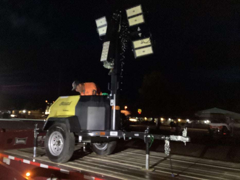 2022 Allmand NLV3GR (4) LED Light Fixture 350W, 23' Vertical Mast, 3kW Prime, Towable, ES Decals, T3
