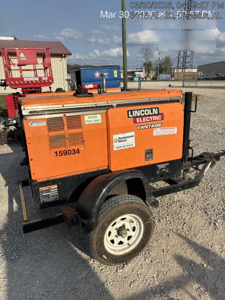 2021 Lincoln Electric Vantage 322 Vantage 322 Ready Pak 3 w/ Decals, ORANGE (includes trailer, cable rack, fender light kit) NO Telematics