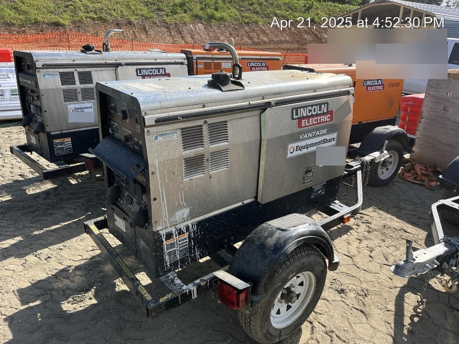 2019 Lincoln Electric Vantage 322 Ready-Pak 3, Two Wheel Trailer, Fender and Light Kit, Cable Rack