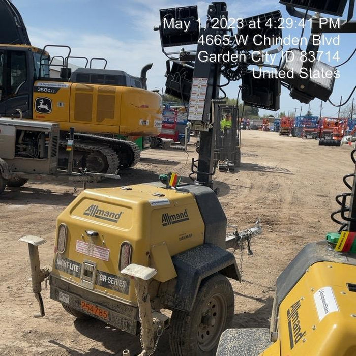 2022 Allmand NLV3GR (4) LED Light Fixture 350W, 23' Vertical Mast, 3kW Prime, Towable, ES Decals, T3