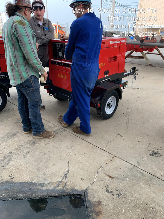 2022 Shindaiwa DGW400MDL Kubota D902 Engine, 23 HP, Dual Op Welder, Wire, Arc, Droop Stick, Tig, and CC Stick Functionality, Simulphase, 3 Phase and 1 Phase Gen Output, Single Axle NB Trlr, Slr Trckl Chrg 12V 12W, Fire Ext