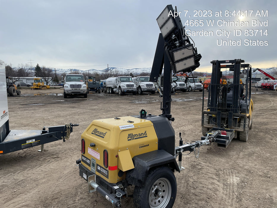 2022 Allmand NLV3GR (4) LED Light Fixture 350W, 23' Vertical Mast, 3kW Prime, Towable, ES Decals, T3