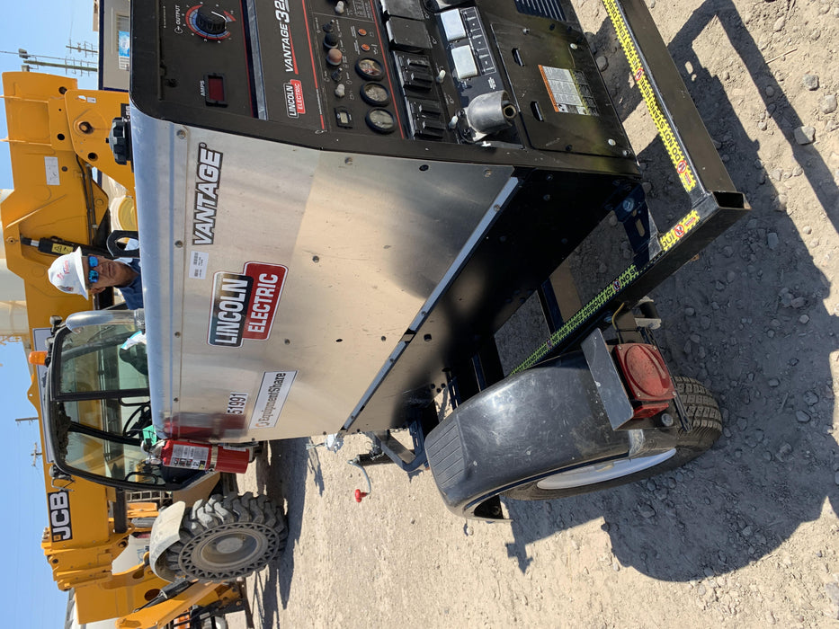 2019 Lincoln Electric Vantage 322 Welder Ready-Pak 3, Two wheel trailer, Fender and Light kit, Cable Rack