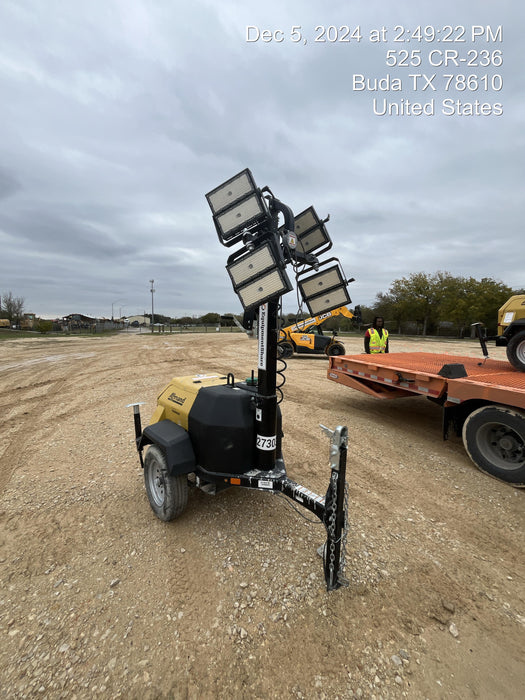 2022 Allmand NLV3GR (4) LED Light Fixture 350W, 23' Vertical Mast, 3kW Prime, Towable, ES Decals, T3