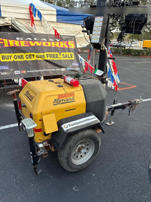 2022 Allmand NLV3GR (4) LED Light Fixture 350W, 23' Vertical Mast, 3kW Prime, Towable, ES Decals, T3