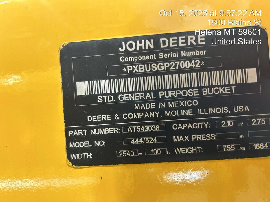 2025 JOHN DEERE 2.75 cu yd Wheel Loader Bucket - John Deere