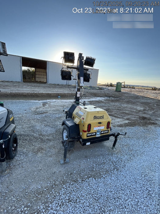 2021 Allmand NLV3GR (4) LED Light Fixture 350W, 23' Vertical Mast, 3kW Prime, Towable, Deep Sea L401, Leveling Jacks, Yanmar T4F 5.8hp