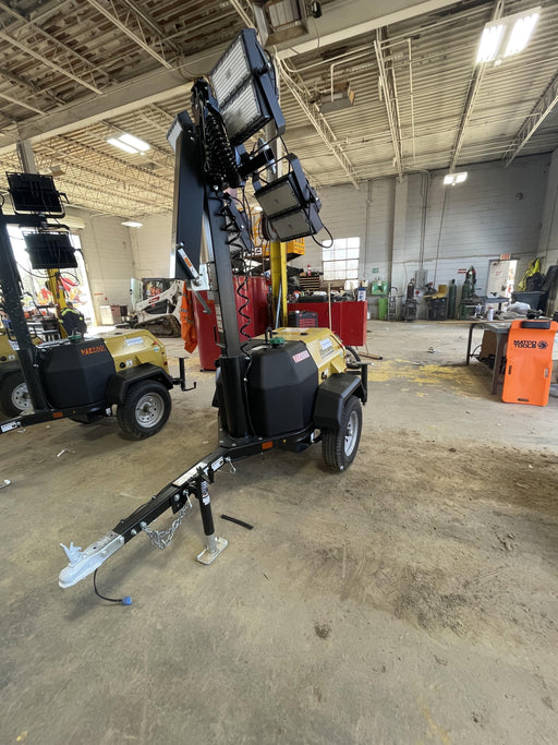 2022 Allmand NLV3GR (4) LED Light Fixture 350W, 23' Vertical Mast, 3kW Prime, Towable, Deep Sea L401, Leveling Jacks, Yanmar T4F 5.8hp