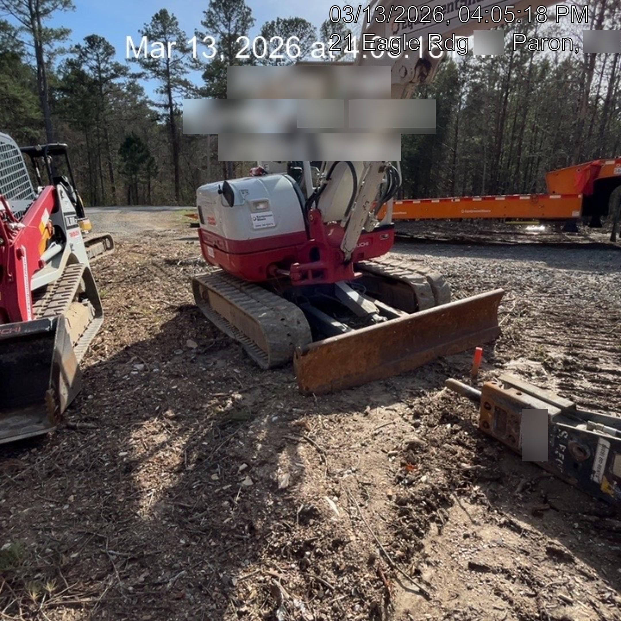2019 Takeuchi TB260 Takeuchi TB260 Canopy w/Rubber Tracks, Auxiliary Hydraulics, Standard Blade, Manual QC, 12 / 18 / 24" Buckets, Hydraulic Thumb Installed
