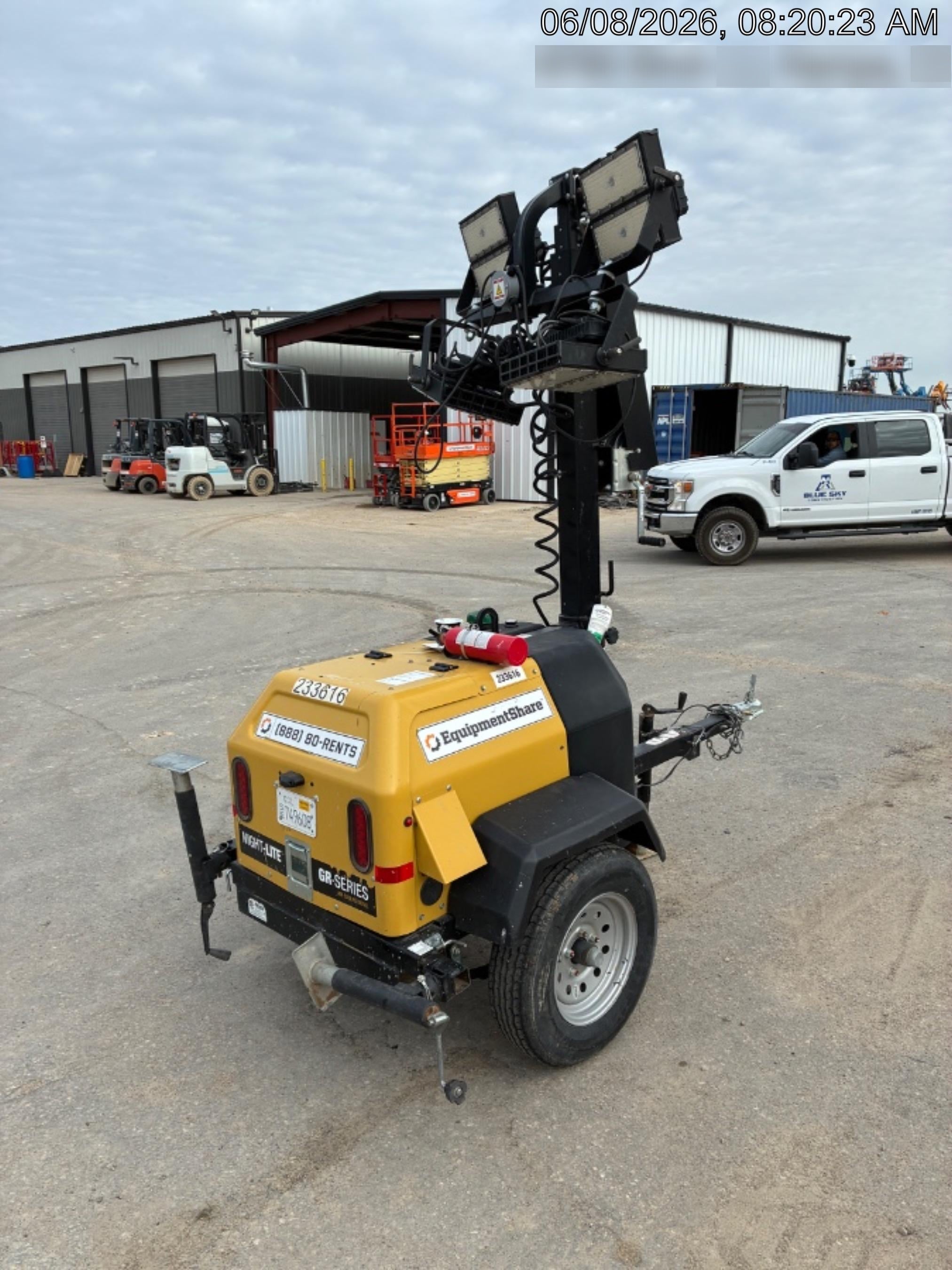 2022 Allmand NLV3GR (4) LED Light Fixture 350W, 23' Vertical Mast, 3kW Prime, Towable, Deep Sea L401, Leveling Jacks, Yanmar T4F 5.8hp