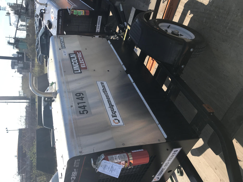 2019 Lincoln Electric Vantage 322 Welder Ready-Pak 3, Two wheel trailer, Fender and Light kit, Cable Rack