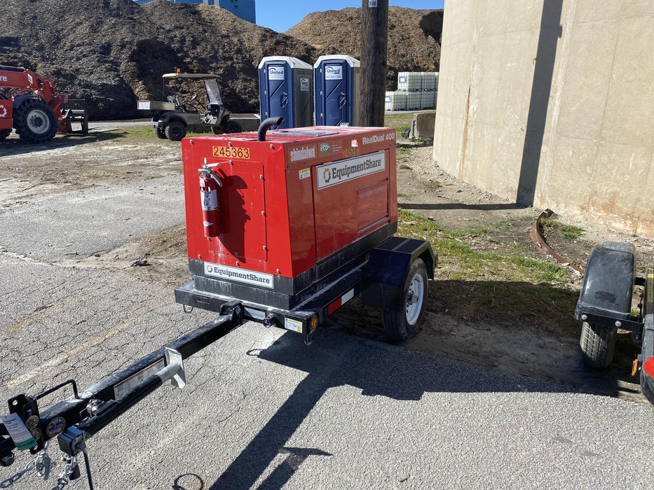 2022 Shindaiwa DGW400MDL Kubota D902 Engine, 23 HP, Dual Op Welder, Wire, Arc, Droop Stick, Tig, and CC Stick Functionality, Simulphase, 3 Phase and 1 Phase Gen Output, Single Axle NB Trlr, Slr Trckl Chrg 12V 12W, Fire Ext