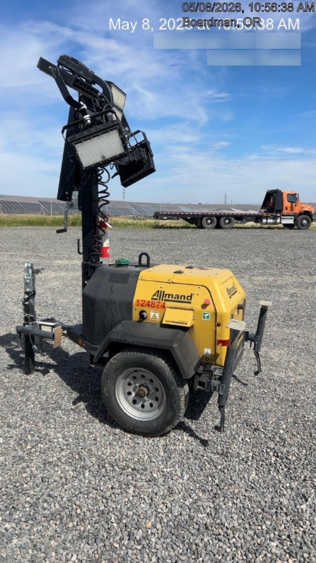 2020 Allmand NLV3GR (4) LED Light Fixture 350W, 23' Vertical Mast, 3kW Prime, Towable, Deep Sea L401, Leveling Jacks, Yanmar T4F 5.8hp