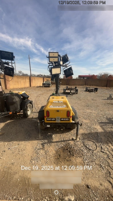 2022 Allmand NLV3GR (4) LED Light Fixture 350W, 23' Vertical Mast, 3kW Prime, Towable, Deep Sea L401, Leveling Jacks, Yanmar T4F 5.8hp