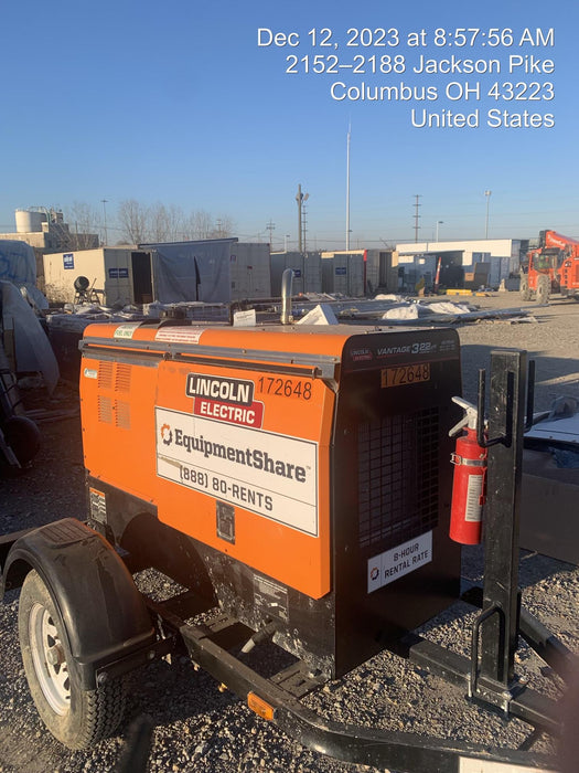 2021 Lincoln Electric Vantage 322 Vantage 322 Ready Pak 3 w/ Decals, ORANGE (includes trailer, cable rack, fender light kit) NO Telematics