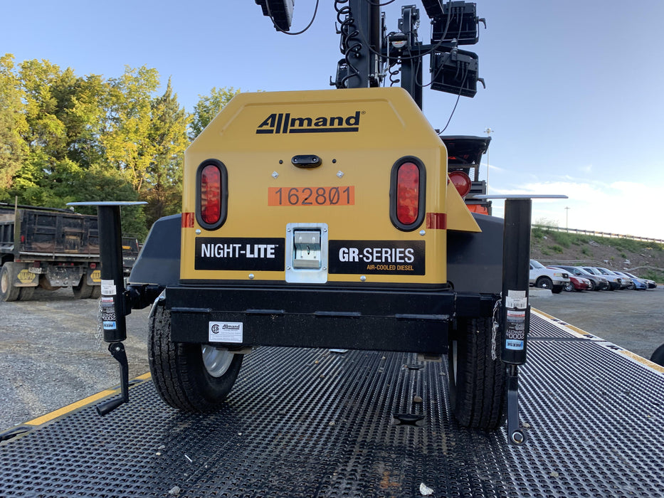 2021 Allmand NLV3GR (4) LED Light Fixture 350W, 23' Vertical Mast, 3kW Prime, Towable, Deep Sea L401, Leveling Jacks, Yanmar T4F 5.8hp