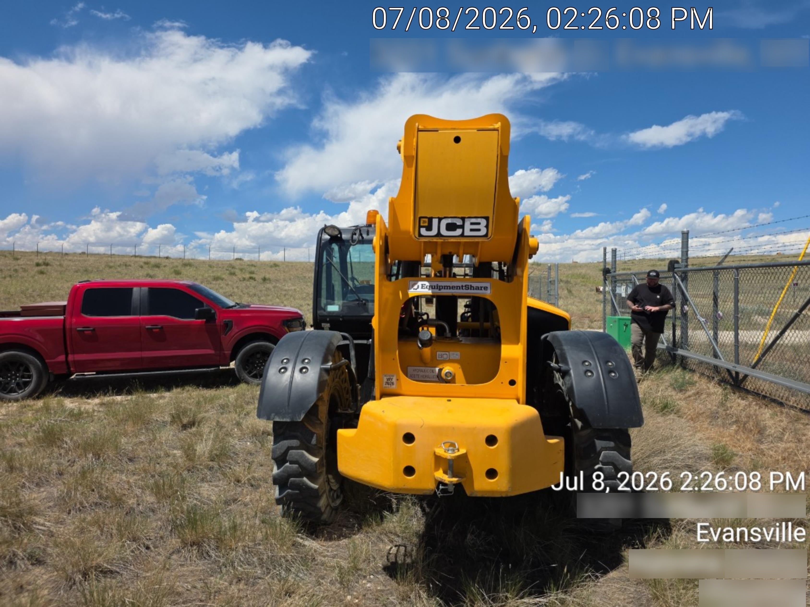 2019 JCB 512-56 Cab/Heat/Air, 109 HP, Solid Tires, STD Worklight, Beacon, Aux Hydraulics, Lifting Eye, Back up Alarm w/66" Carriage/60" Forks