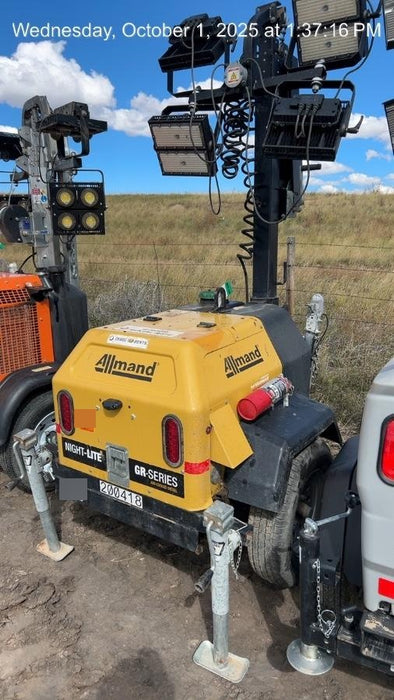 2022 Allmand NLV3GR (4) LED Light Fixture 350W, 23' Vertical Mast, 3kW Prime, Towable, Deep Sea L401, Leveling Jacks, Yanmar T4F 5.8hp