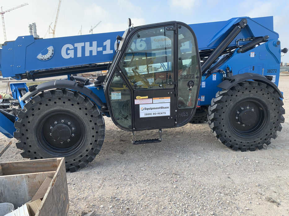 2019 Genie GTH-1056 Cab/Heat/AC, Solid RT Tires, LED Work Lights, Beacon 60" QA Carriage, 60" Forks