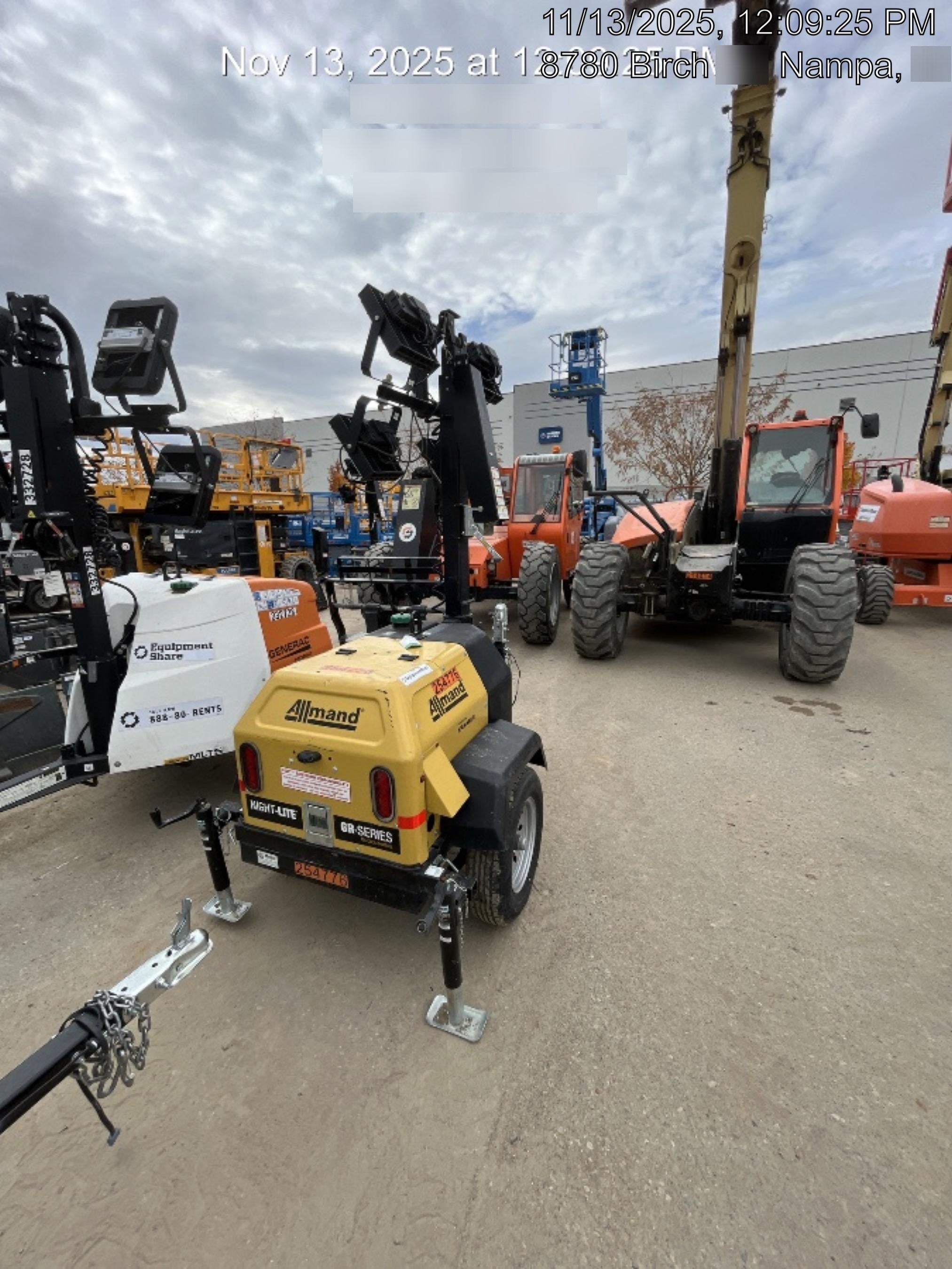 2022 Allmand NLV3GR (4) LED Light Fixture 350W, 23' Vertical Mast, 3kW Prime, Towable, ES Decals, T3